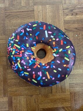 Reversible Chocolate and Strawberry Frosted Donut Plush with Colorful Sprinkles